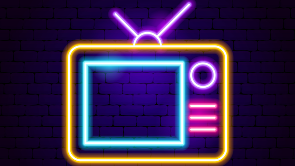 Neon sign of TV