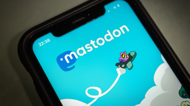 Mastodon logo on iPhone screen