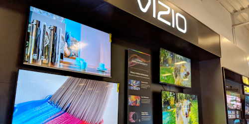 Vizio TV screens on display in retail store