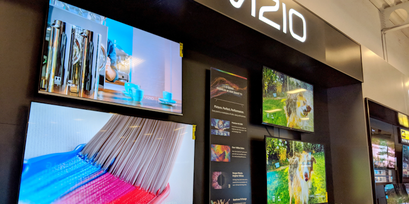 Vizio TV screens on display in retail store