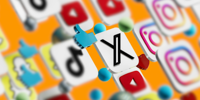 X app logo in a sea of other app logos
