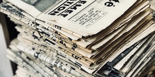 Stack of old newspapers
