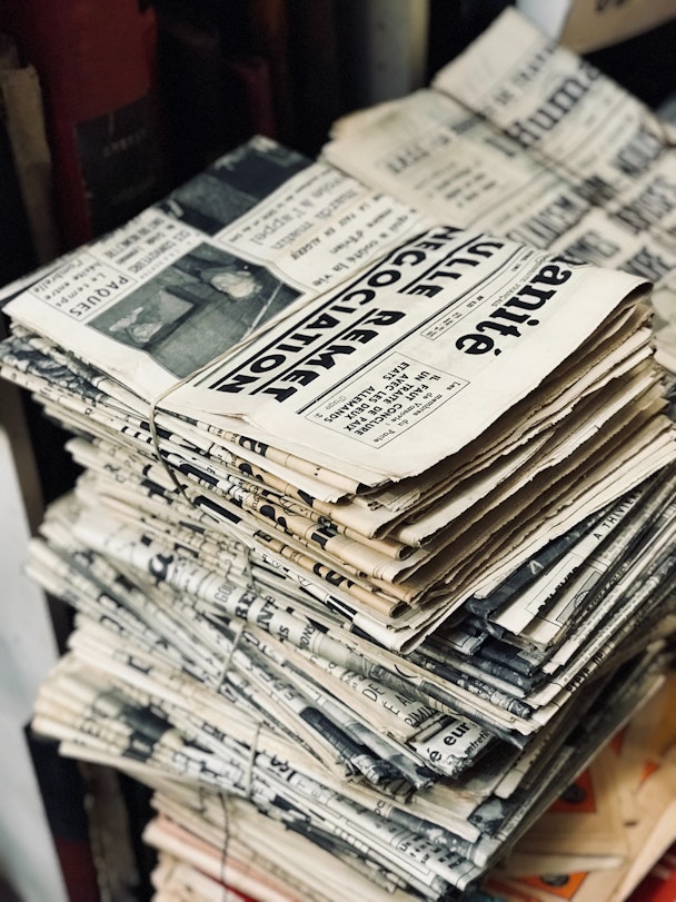 Stack of old newspapers