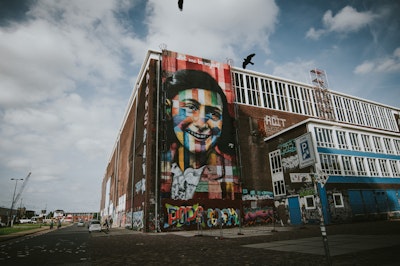 Anne Frank mural on building