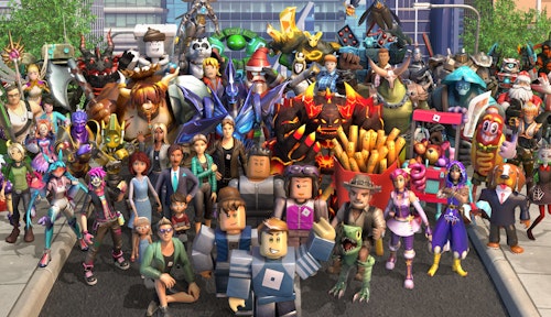 A line up of Roblox avatars
