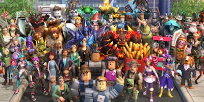 A line up of Roblox avatars