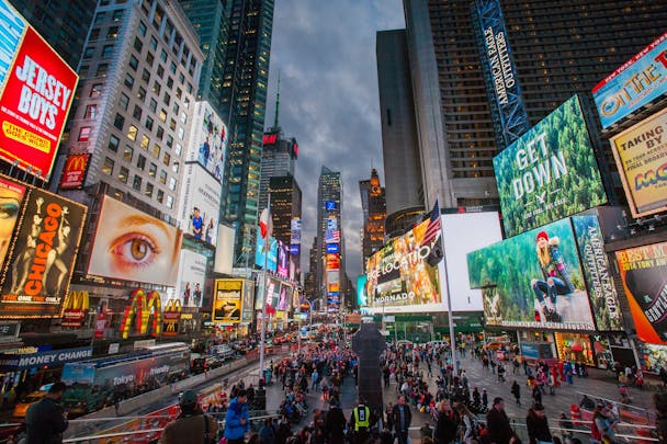 Massive digital advertising placements on a street Massive digital advertising placements on a street
