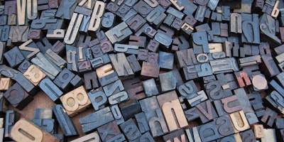 A jumble of typesetting letters