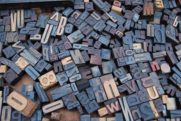 A jumble of typesetting letters