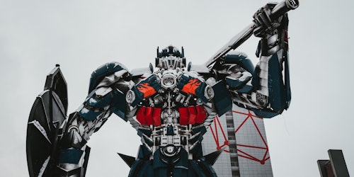 A transformer toy in humanoid mode, looking threatening