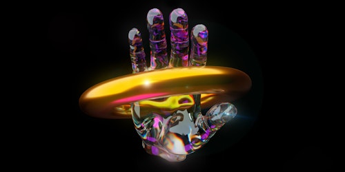 A futuristic rendering of a hand and a ring