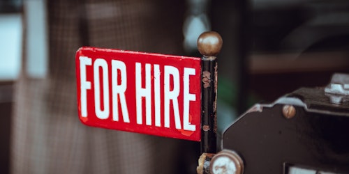 A 'for hire' sign