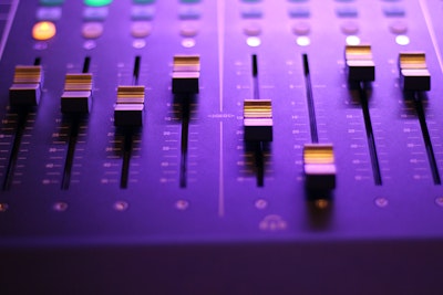 A sound board from an audio studio