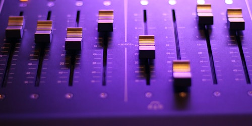 A sound board from an audio studio