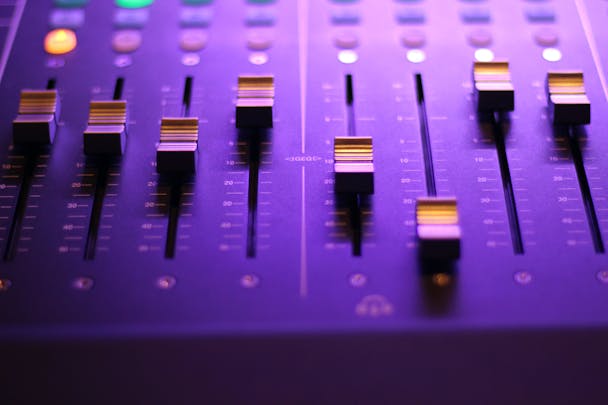 A sound board from an audio studio A sound board from an audio studio