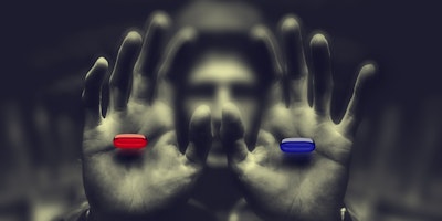 A red pill and a blue pill