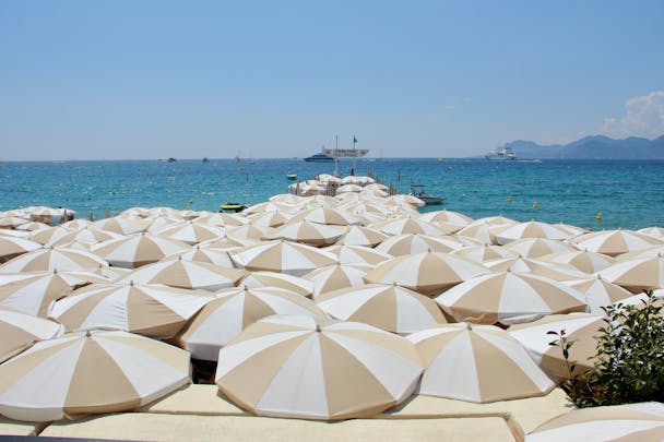 Parasols on a beach at Cannes Parasols on a beach at Cannes