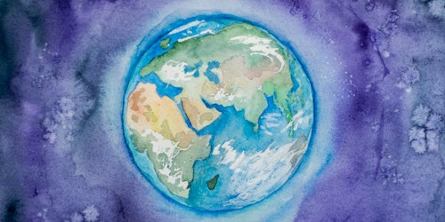 A watercolor painting of planet Earth