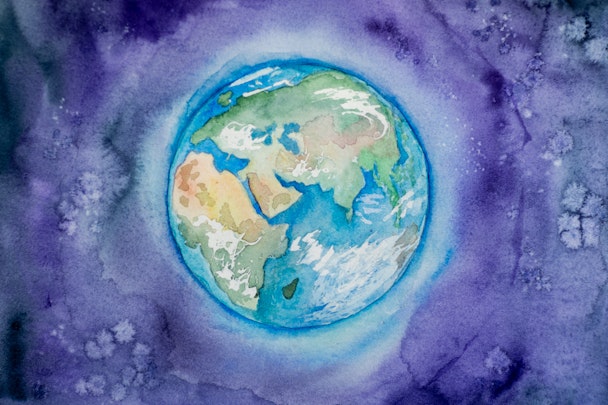 A watercolor painting of planet Earth