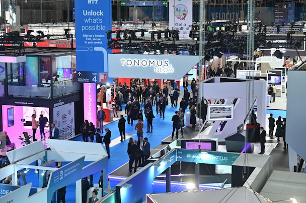 A hall at the Mobile World Congress expo