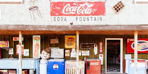 The storefront of an old American convenience store