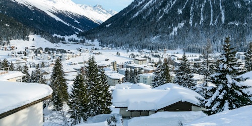 A snowy bird's eye view of Davos, Switzerland