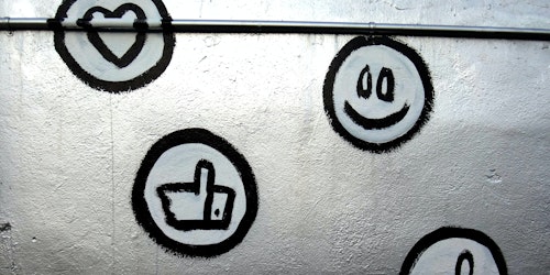 Graffiti that looks like social media buttons