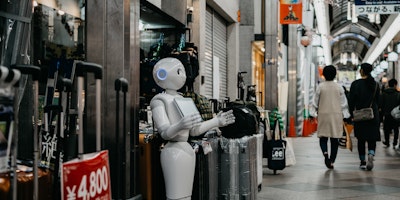 An AI assistant in a busy marketplace