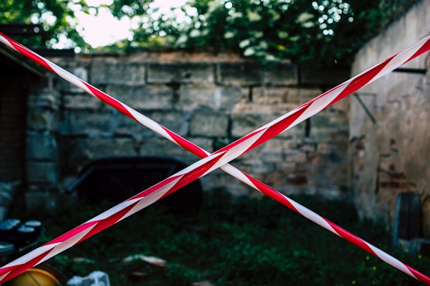 A cross of caution tape