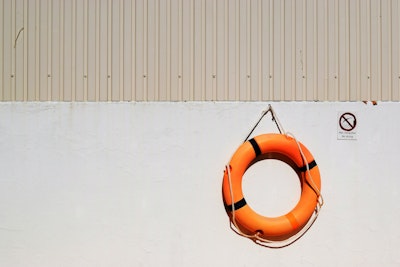 A life-saving ring on a wall
