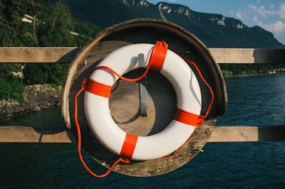 A life ring at a waterfront location