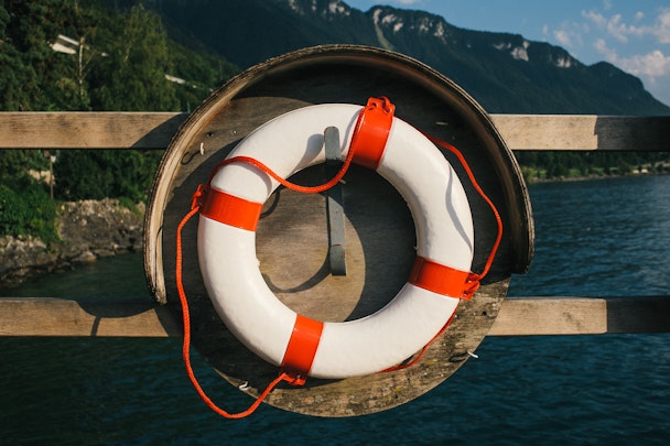 A life ring at a waterfront location