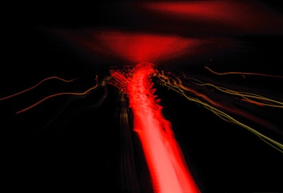 A red line made of lights