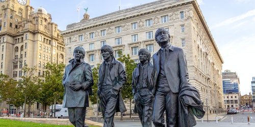 Statues of the four members of the band the Beatles
