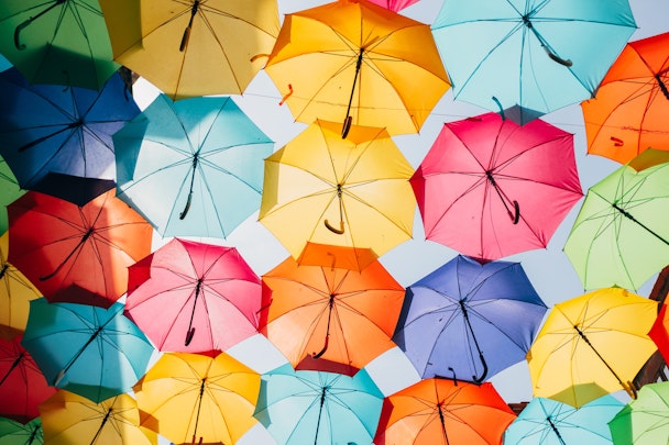 A colorful array of umbrellas