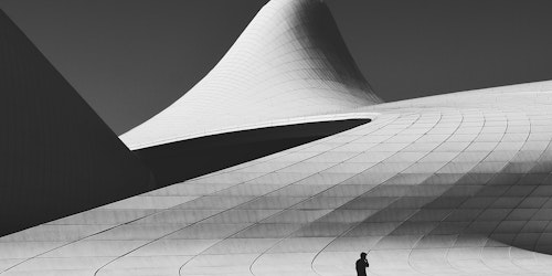 A striking architectural building, designed by Zaha Hadid