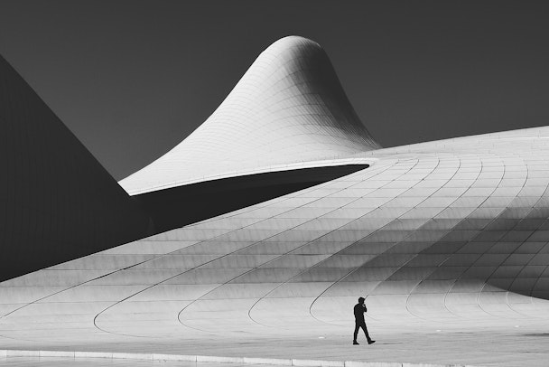 A striking architectural building, designed by Zaha Hadid