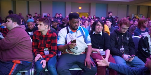 An audience at a gaming event