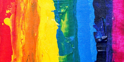 A rainbow flag on paint