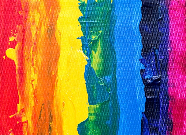 A rainbow flag on paint
