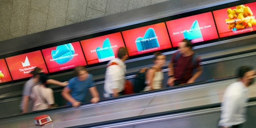 Advertising screens for The Marketing Practice on the London Underground