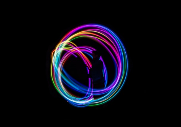 A colorful representation of the world from swirling neon lights