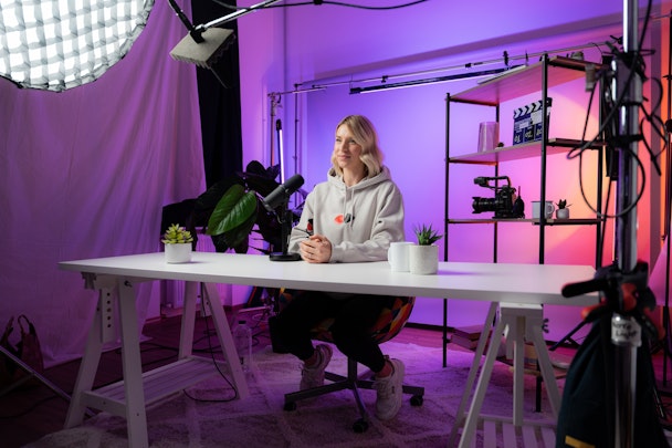 A content creator at her streaming set-up