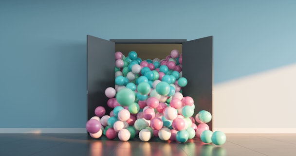 Balloons coming out of a door