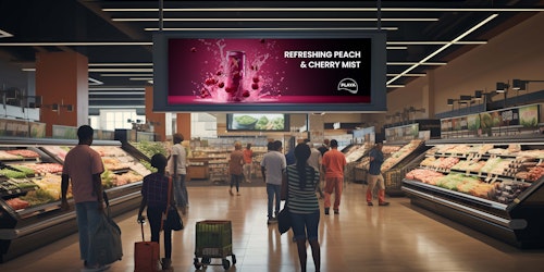 Digital out of home (DOOH) adverts in a supermarket