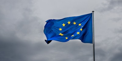 EU flag under grey skies because of GDPR