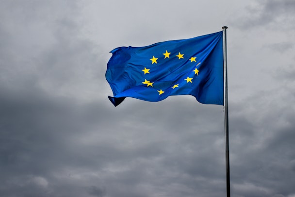 EU flag under grey skies because of GDPR