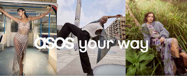 Asos Your Way campaign with three models wearing asos clothes in different locations