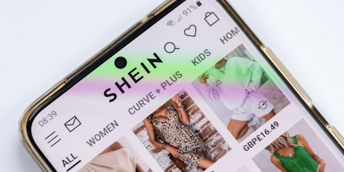 Shein e-commerce site in app view 