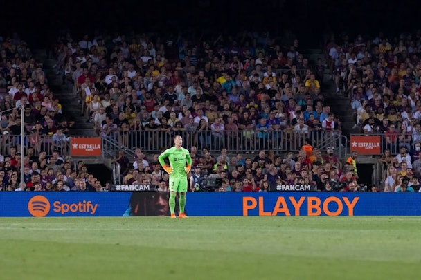 FC Barcelona and Spotify promotes music albums of Calvin Harris, Fireboy DML on pitchside LED BOARDS
